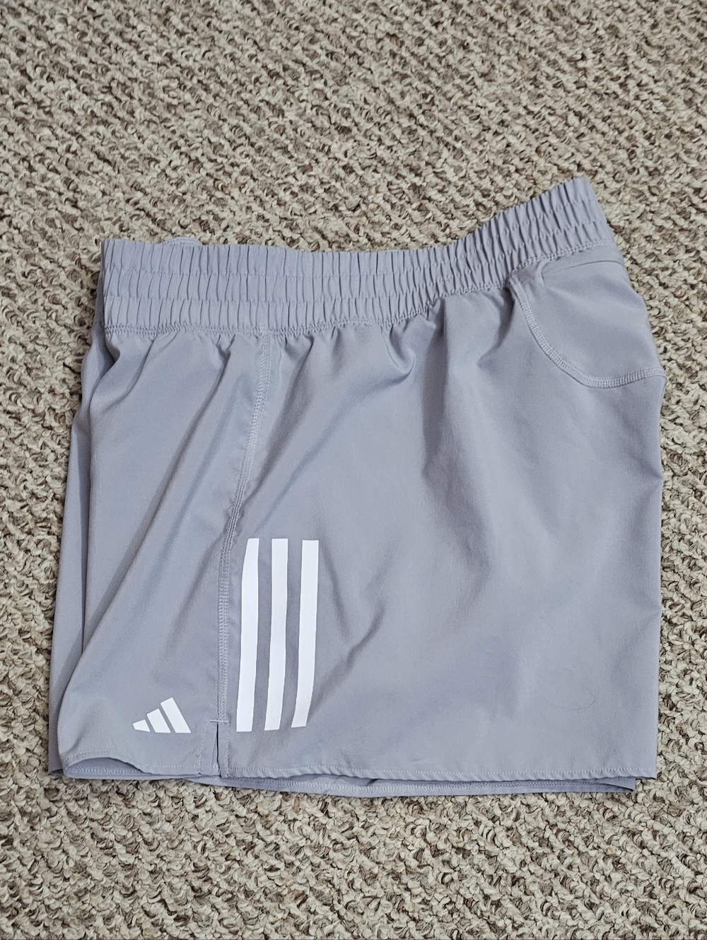 Adidas Women's Light Gray Athletic Shorts with White Accents